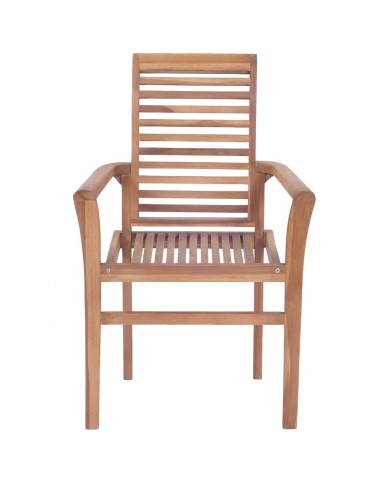Chaises de salle à manger empilables 2 pcs Teck massif