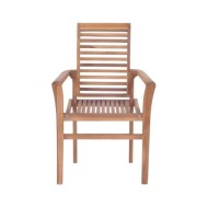 Chaises de salle à manger empilables 2 pcs Teck massif