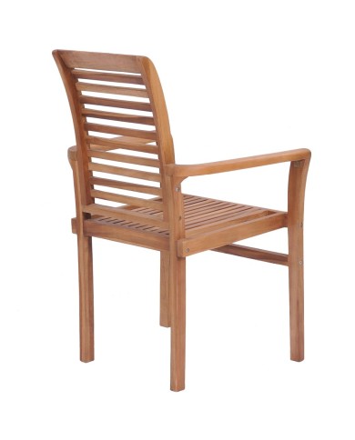 Chaises de salle à manger empilables 2 pcs Teck massif