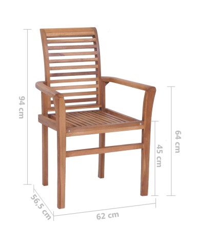 Chaises de salle à manger empilables 2 pcs Teck massif