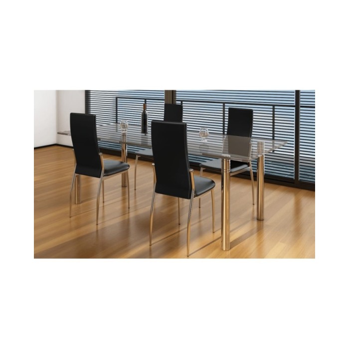 Chaises de salle à manger 4 pcs Noir Similicuir