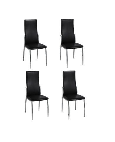 Chaises de salle à manger 4 pcs Noir Similicuir