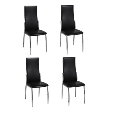 Chaises de salle à manger 4 pcs Noir Similicuir