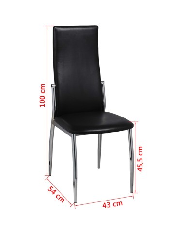 Chaises de salle à manger 4 pcs Noir Similicuir