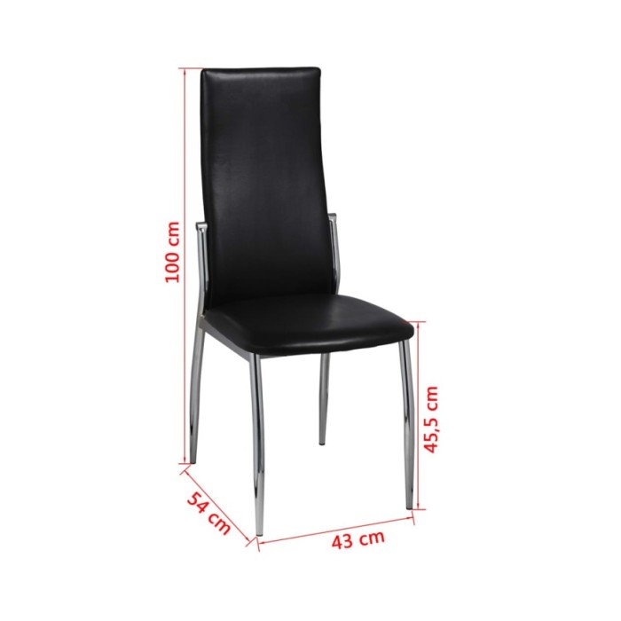 Chaises de salle à manger 4 pcs Noir Similicuir