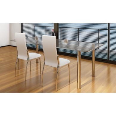 Chaises de salle à manger 2 pcs Blanc Similicuir