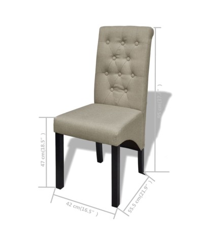 Chaises de salle à manger 4 pcs Beige Tissu