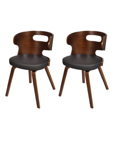 Chaises de salle à manger 2 pcs Marron Similicuir