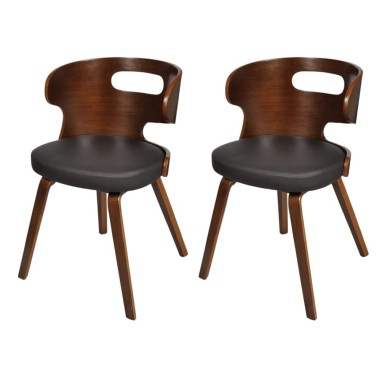 Chaises de salle à manger 2 pcs Marron Similicuir
