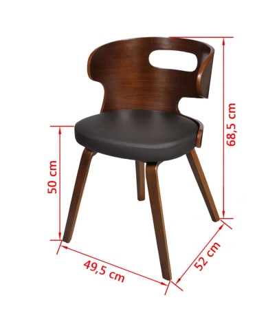 Chaises de salle à manger 2 pcs Marron Similicuir