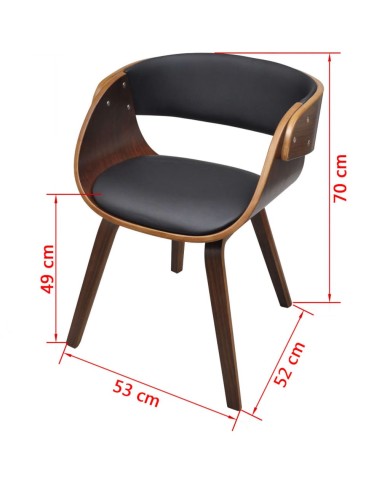 Chaise de salle à manger Bois courbé et similicuir