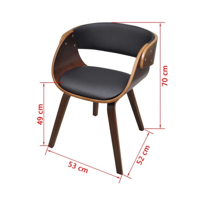 Chaise de salle à manger Bois courbé et similicuir