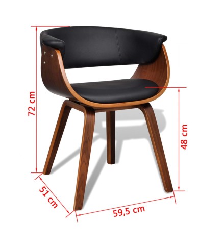 Chaise de salle à manger Bois courbé et similicuir