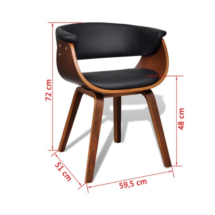 Chaise de salle à manger Bois courbé et similicuir