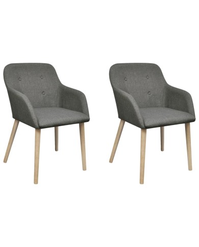 Chaises de salle à manger 2pcs Gris clair Tissu et chêne massif