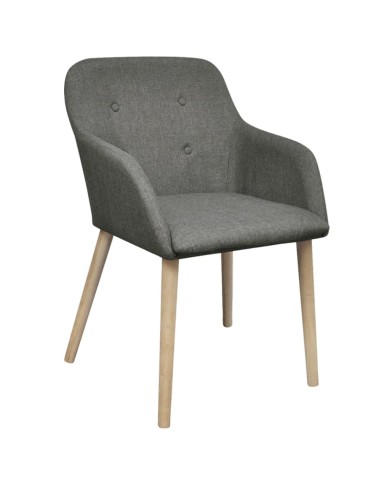 Chaises de salle à manger 2pcs Gris clair Tissu et chêne massif