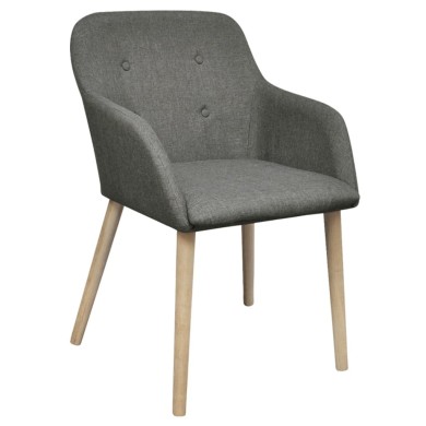 Chaises de salle à manger 2pcs Gris clair Tissu et chêne massif
