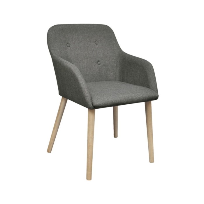 Chaises de salle à manger 2pcs Gris clair Tissu et chêne massif