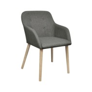 Chaises de salle à manger 2pcs Gris clair Tissu et chêne massif