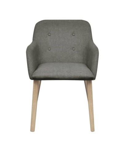 Chaises de salle à manger 2pcs Gris clair Tissu et chêne massif