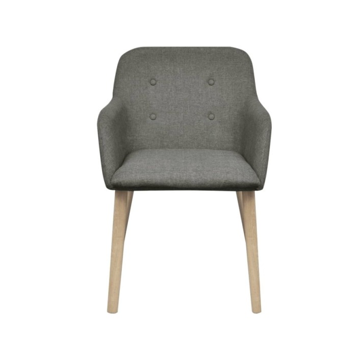 Chaises de salle à manger 2pcs Gris clair Tissu et chêne massif