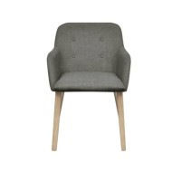 Chaises de salle à manger 2pcs Gris clair Tissu et chêne massif