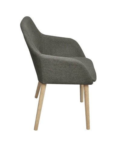 Chaises de salle à manger 2pcs Gris clair Tissu et chêne massif