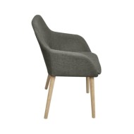 Chaises de salle à manger 2pcs Gris clair Tissu et chêne massif