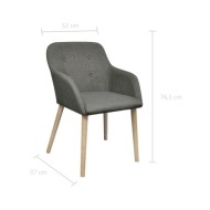 Chaises de salle à manger 2pcs Gris clair Tissu et chêne massif