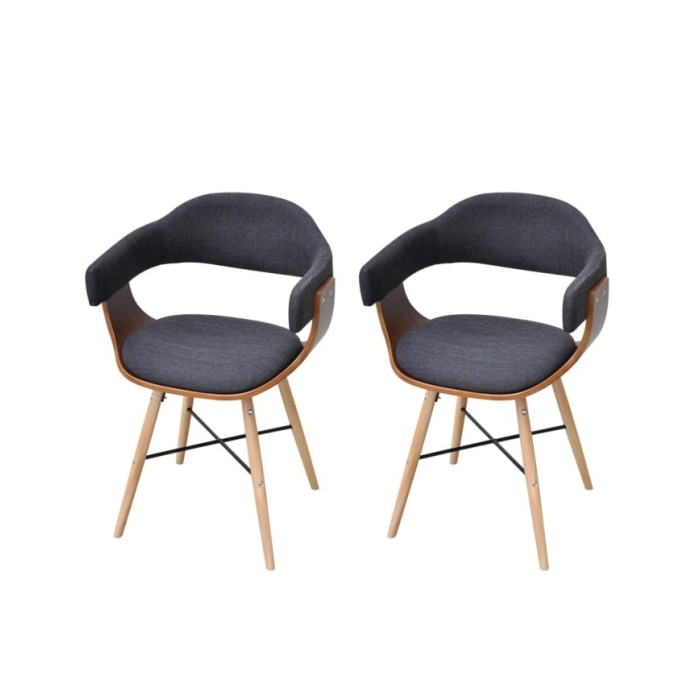 Chaises de salle à manger 2 pcs Gris foncé Bois courbé et tissu 