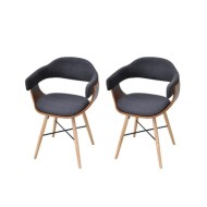 Chaises de salle à manger 2 pcs Gris foncé Bois courbé et tissu 