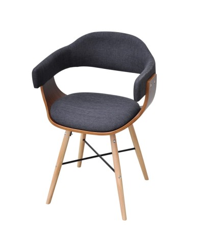 Chaises de salle à manger 2 pcs Gris foncé Bois courbé et tissu 
