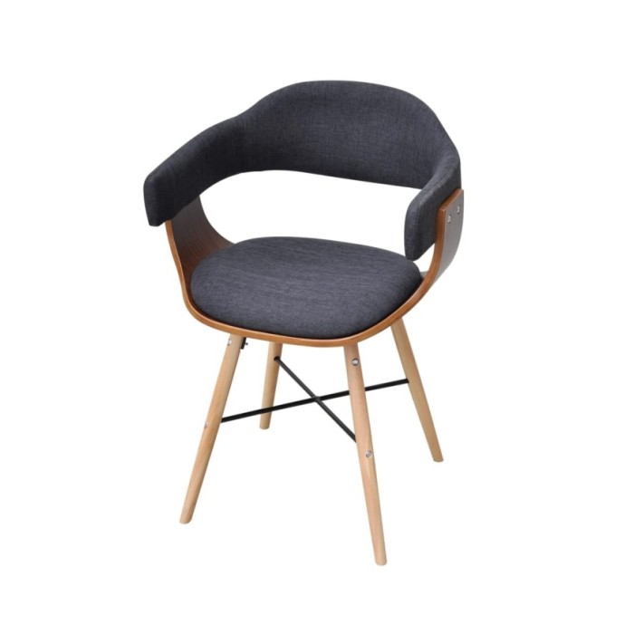Chaises de salle à manger 2 pcs Gris foncé Bois courbé et tissu 