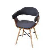 Chaises de salle à manger 2 pcs Gris foncé Bois courbé et tissu 