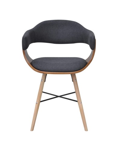 Chaises de salle à manger 2 pcs Gris foncé Bois courbé et tissu 