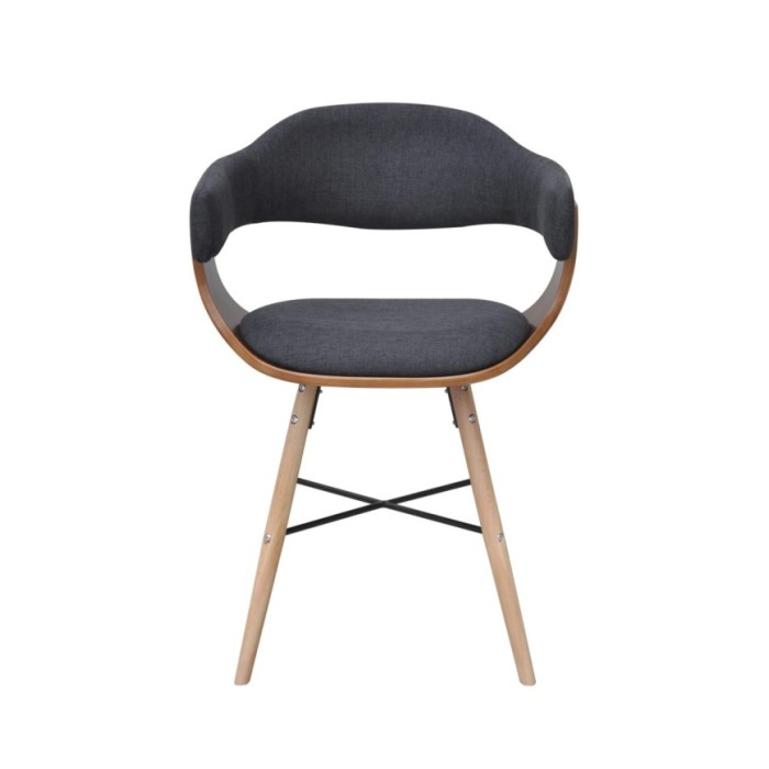 Chaises de salle à manger 2 pcs Gris foncé Bois courbé et tissu 
