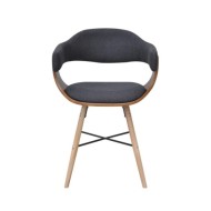 Chaises de salle à manger 2 pcs Gris foncé Bois courbé et tissu 