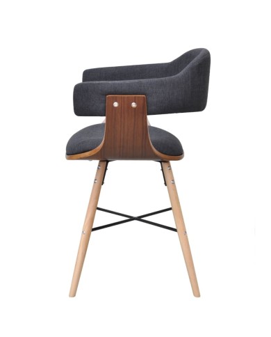 Chaises de salle à manger 2 pcs Gris foncé Bois courbé et tissu 