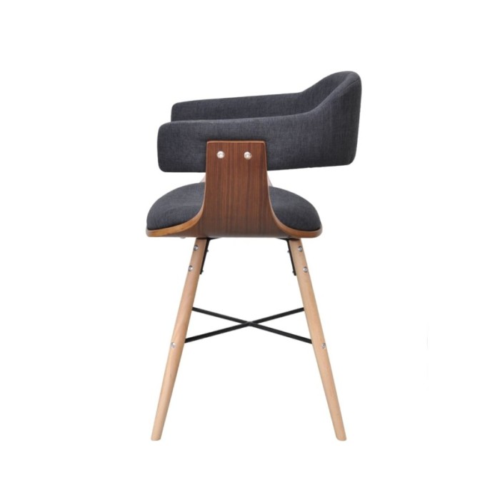 Chaises de salle à manger 2 pcs Gris foncé Bois courbé et tissu 