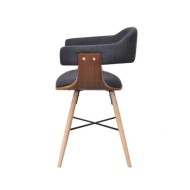 Chaises de salle à manger 2 pcs Gris foncé Bois courbé et tissu 