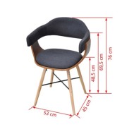 Chaises de salle à manger 2 pcs Gris foncé Bois courbé et tissu 