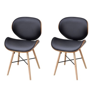 Chaises de salle à manger 2 pcs Similicuir et bois courbé