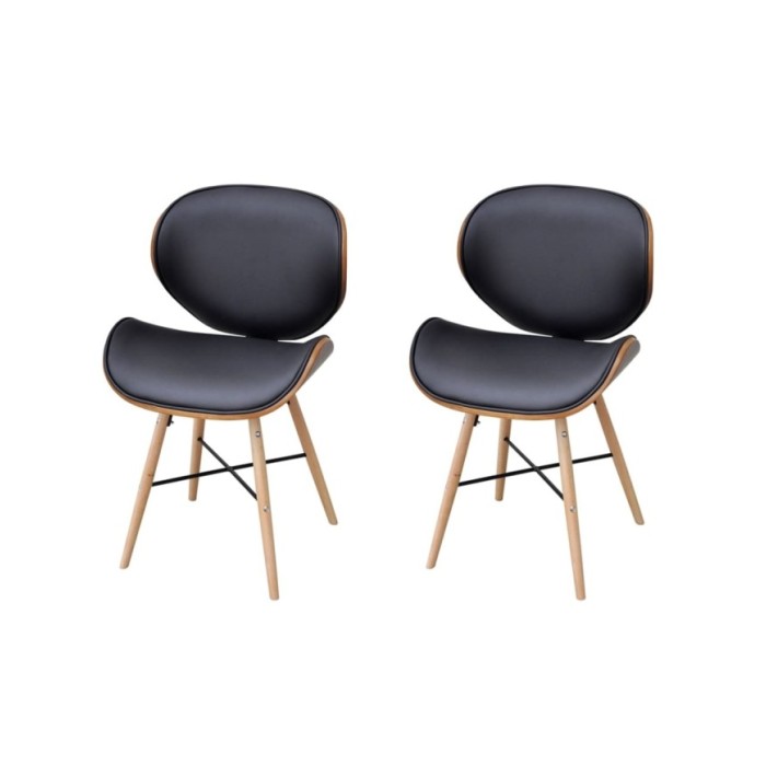 Chaises de salle à manger 2 pcs Similicuir et bois courbé