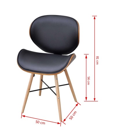 Chaises de salle à manger 2 pcs Similicuir et bois courbé