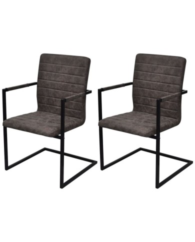 Chaises de salle à manger cantilever 2 pcs Marron Similicuir