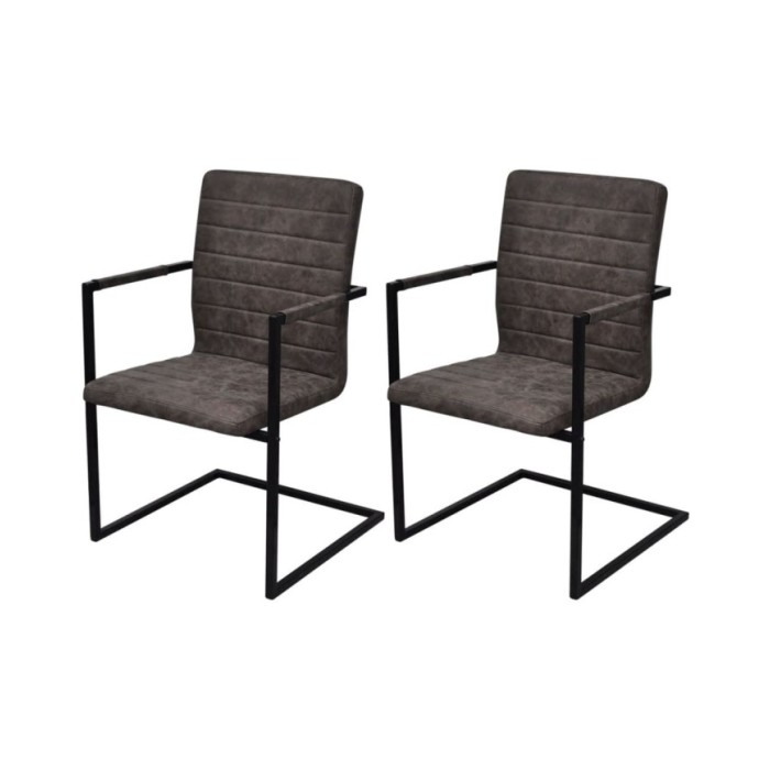 Chaises de salle à manger cantilever 2 pcs Marron Similicuir