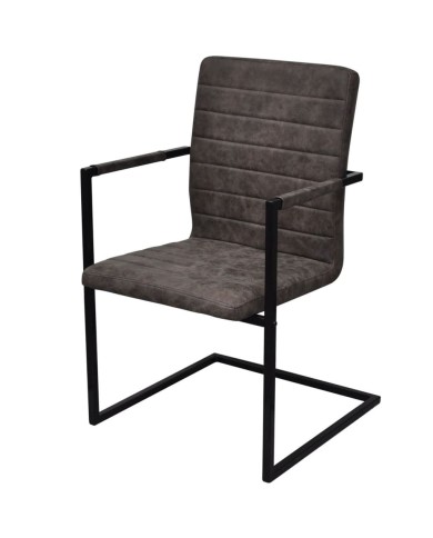 Chaises de salle à manger cantilever 2 pcs Marron Similicuir
