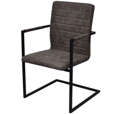 Chaises de salle à manger cantilever 2 pcs Marron Similicuir