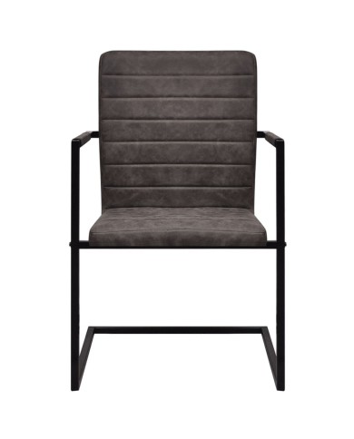 Chaises de salle à manger cantilever 2 pcs Marron Similicuir