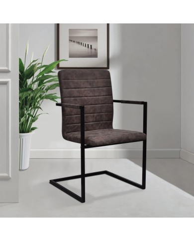 Chaises de salle à manger cantilever 2 pcs Marron Similicuir